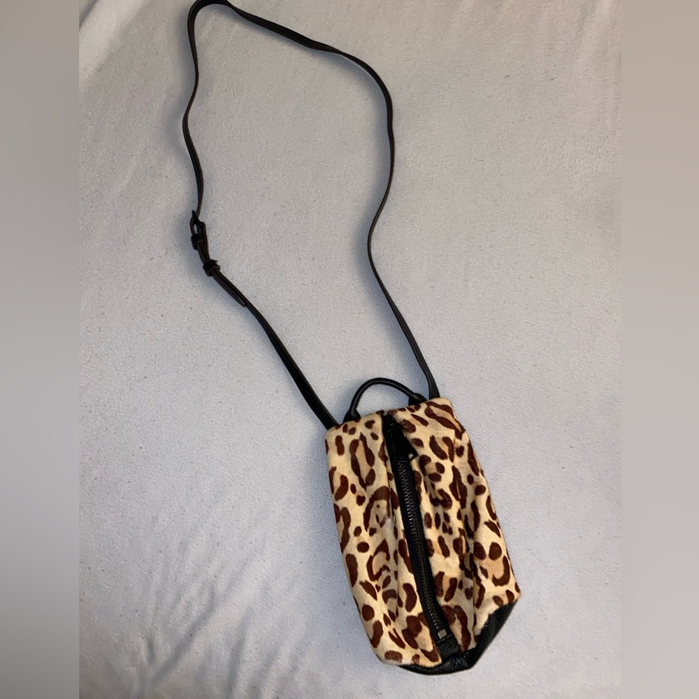 Aimee Kestenberg Leather Mini Leopard Calf Hair Crossbody Bag